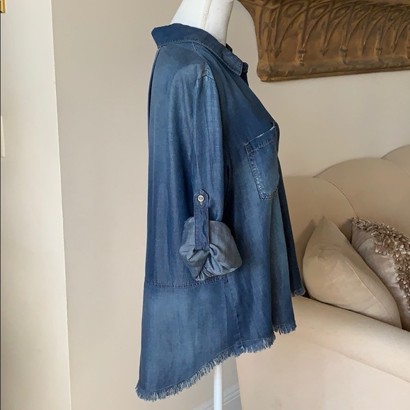 CLOTH AND STONE button down split back shirt large - Picture 4 of 6